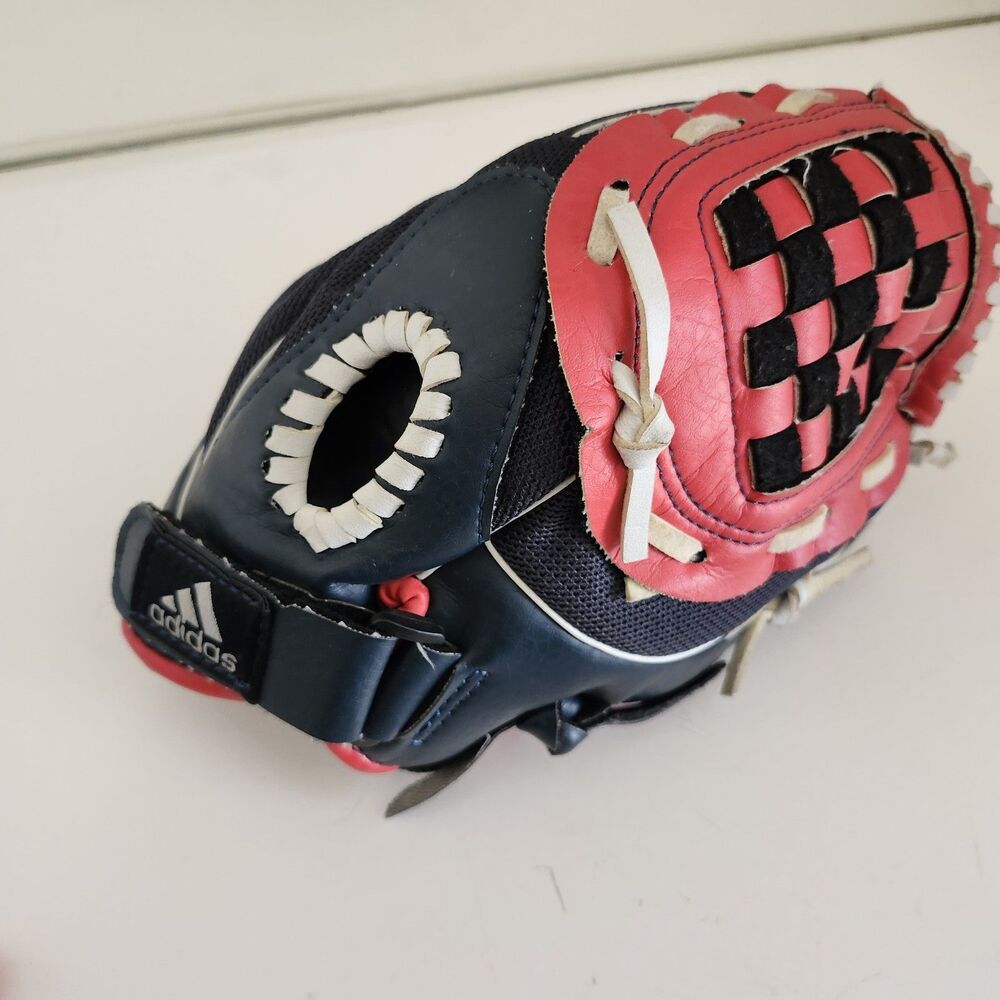 Adidas Eazy Close 9.5" Youth Baseball Glove T-Ball Softball RHT Red Black